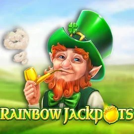 Rainbow Jackpots slot logo by Red Tiger Gaming at Spinogrino Casino